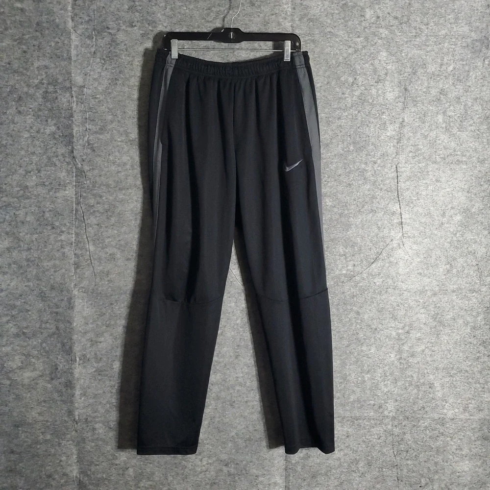 Nike Track Pants Mens XL Black Gray Athletic Joggers Made in Honduras Casual Fit